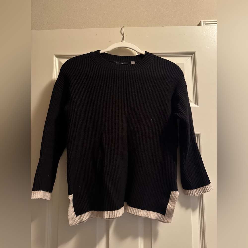 T Tahari Black and Cream Women's Sweater